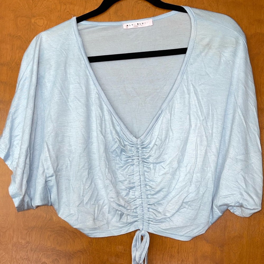 Blue Blush Flowey Crop Top